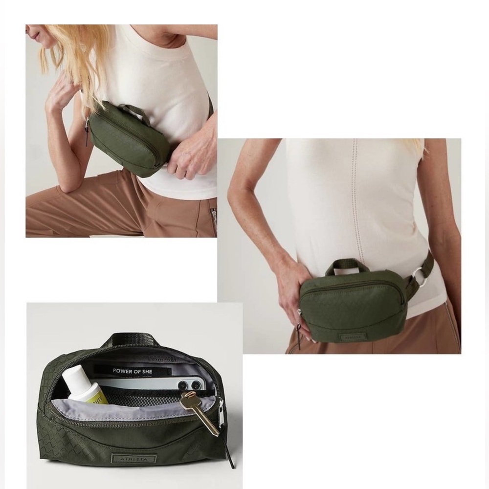 Athleta Black Textured Crossbody Belt Bag